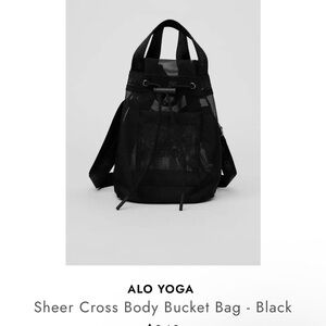 New without tags ALO sheer mesh drawstring bag in black